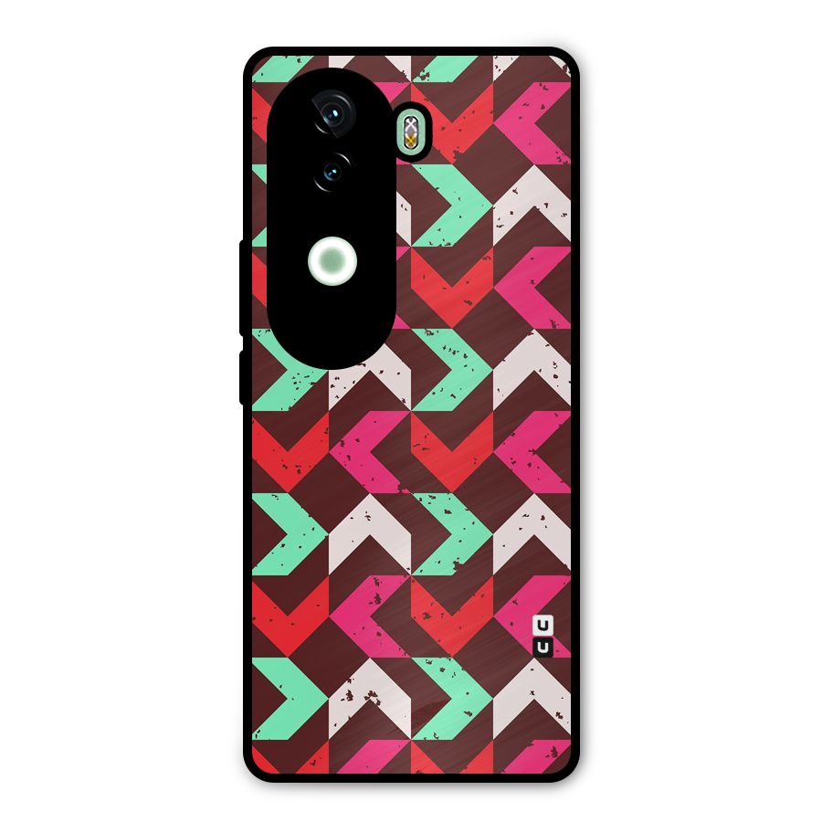Retro Red Pink Pattern Metal Back Case for iQOO Z9s