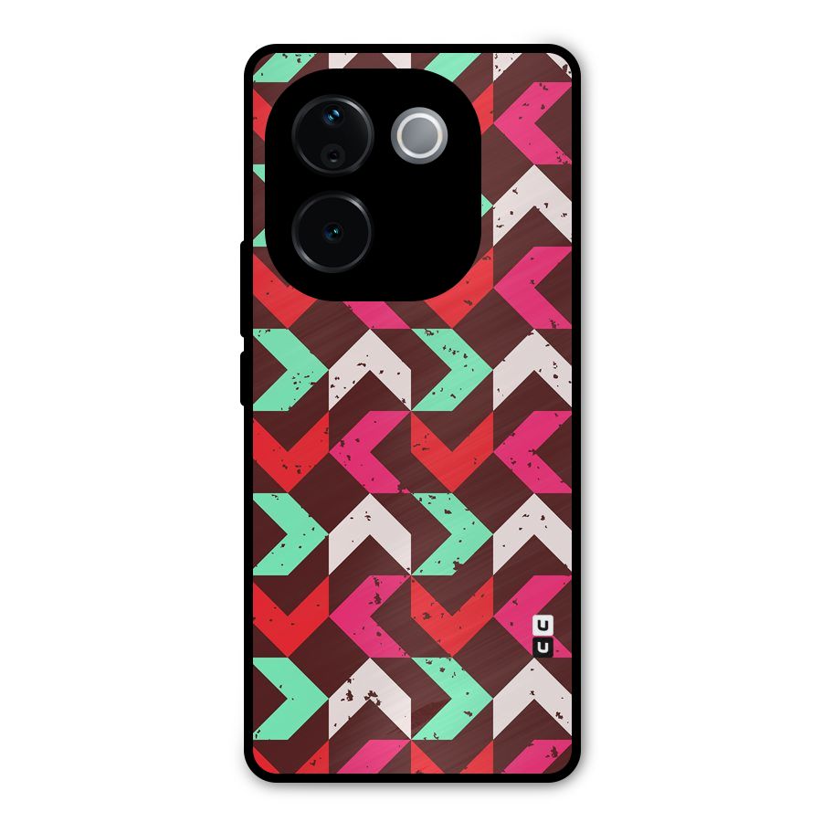 Retro Red Pink Pattern Metal Back Case for iQOO Z9s Pro