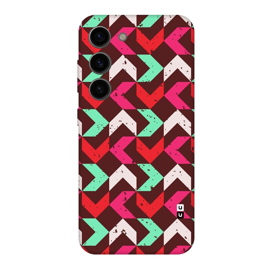 Retro Red Pink Pattern Original Polycarbonate Back Case for Galaxy S23