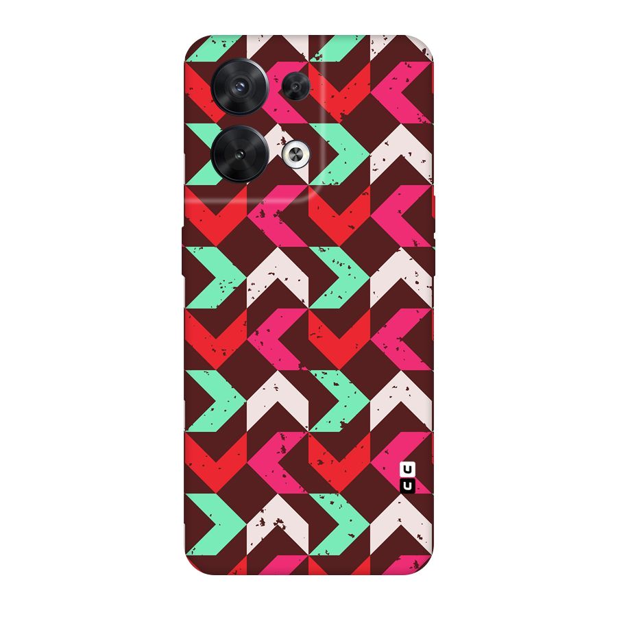 Retro Red Pink Pattern Original Polycarbonate Back Case for Oppo Reno8 5G