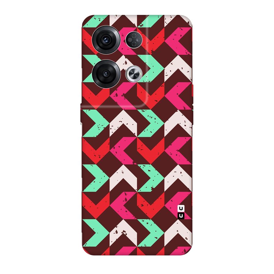 Retro Red Pink Pattern Original Polycarbonate Back Case for Oppo Reno8 Pro 5G