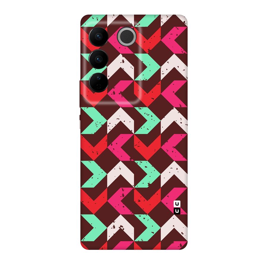Retro Red Pink Pattern Original Polycarbonate Back Case for Vivo V27