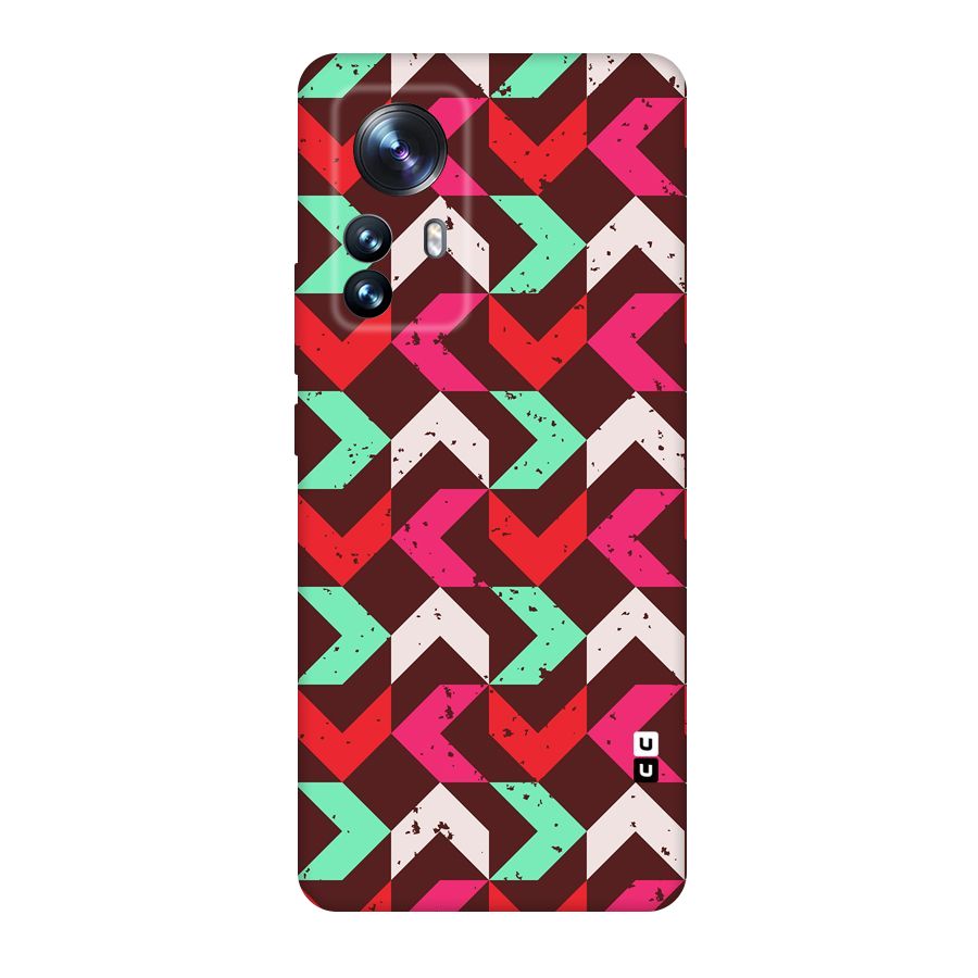 Retro Red Pink Pattern Original Polycarbonate Back Case for Xiaomi 12 Pro