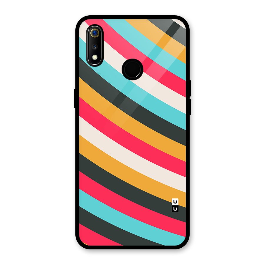 Retro Style Minimal Curves Glass Back Case for Realme 3i