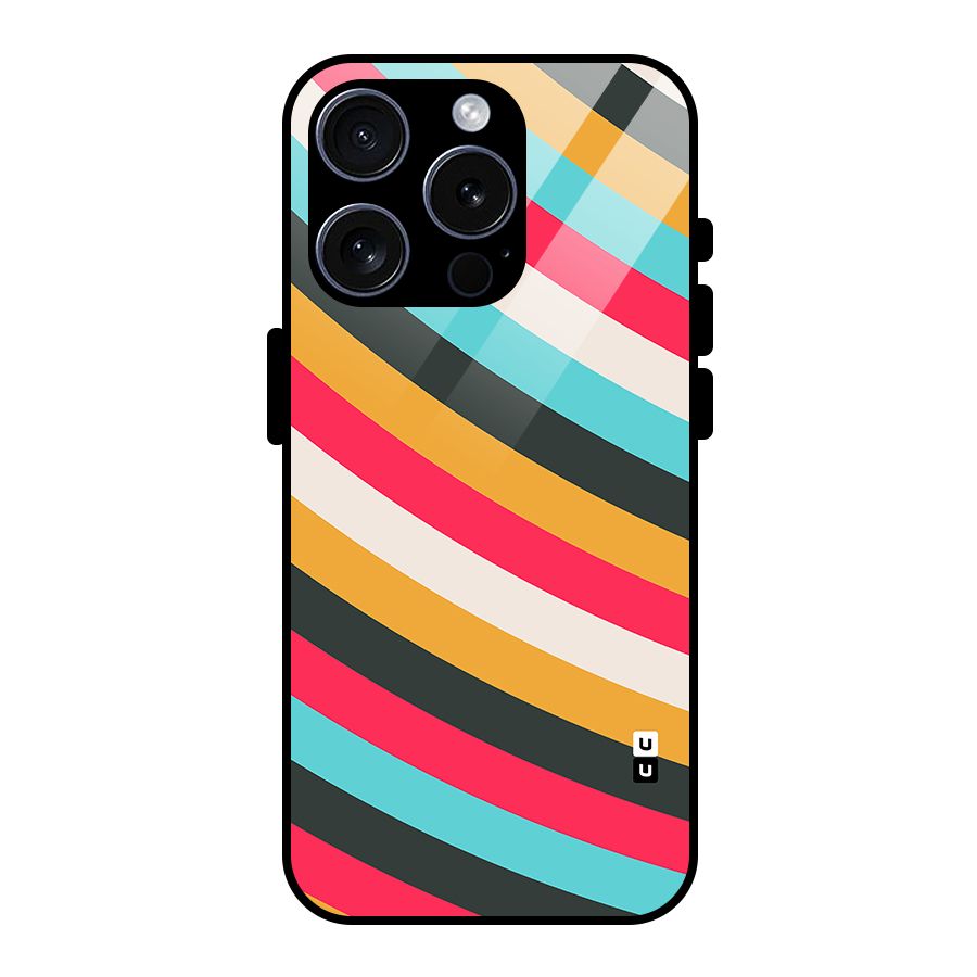 Retro Style Minimal Curves Glass Back Case for iPhone 15 Pro