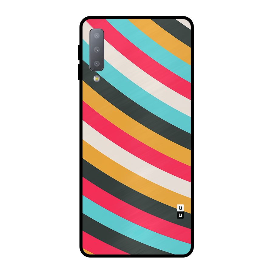 Retro Style Minimal Curves Metal Back Case for Galaxy A7 (2018)
