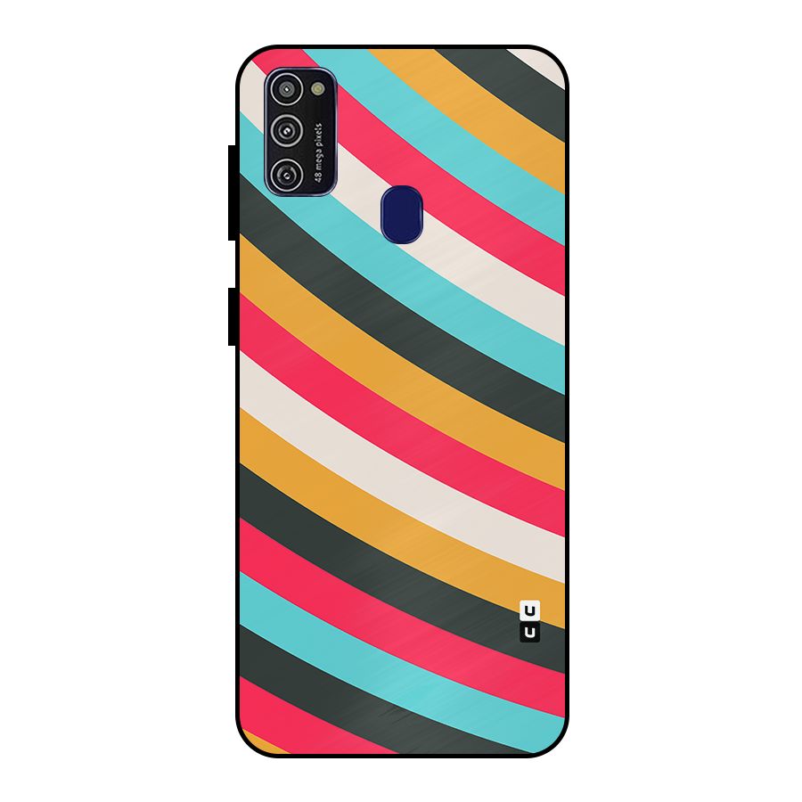 Retro Style Minimal Curves Metal Back Case for Galaxy M21
