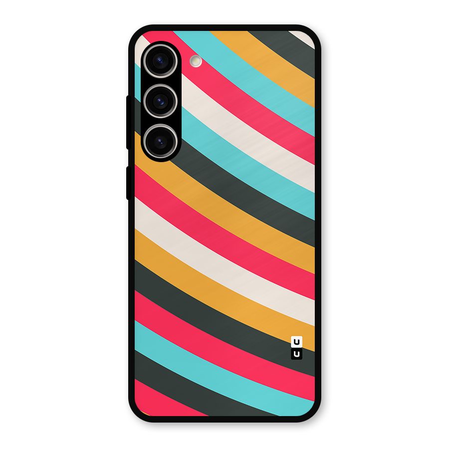 Retro Style Minimal Curves Metal Back Case for Galaxy S23 Plus