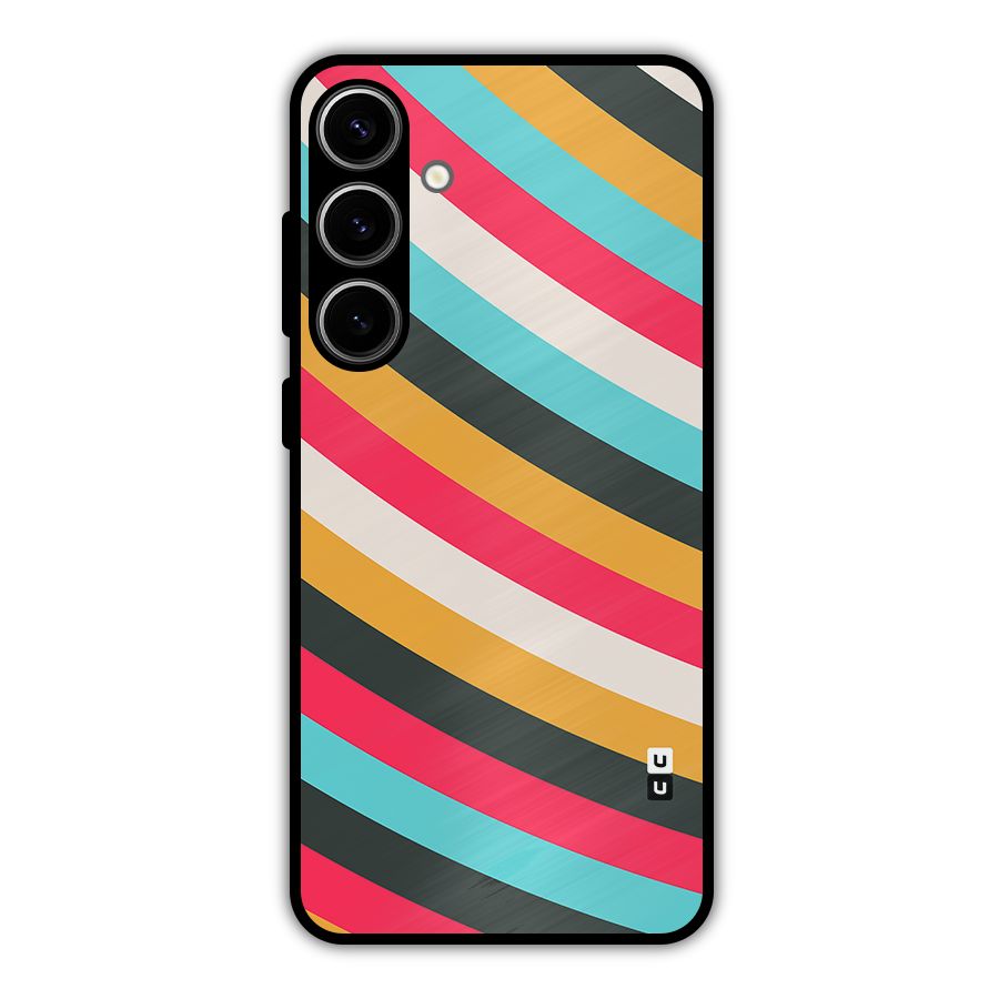 Retro Style Minimal Curves Metal Back Case for Galaxy S24 Plus