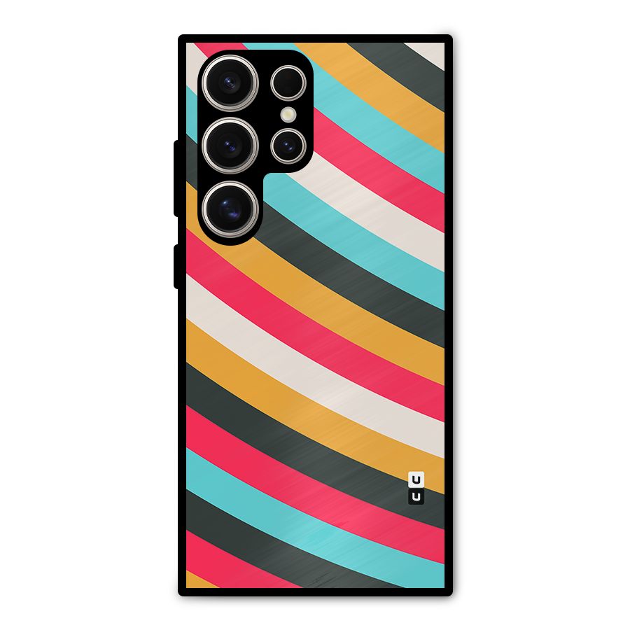 Retro Style Minimal Curves Metal Back Case for Galaxy S24 Ultra