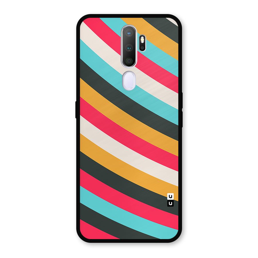 Retro Style Minimal Curves Metal Back Case for Oppo A9 (2020)
