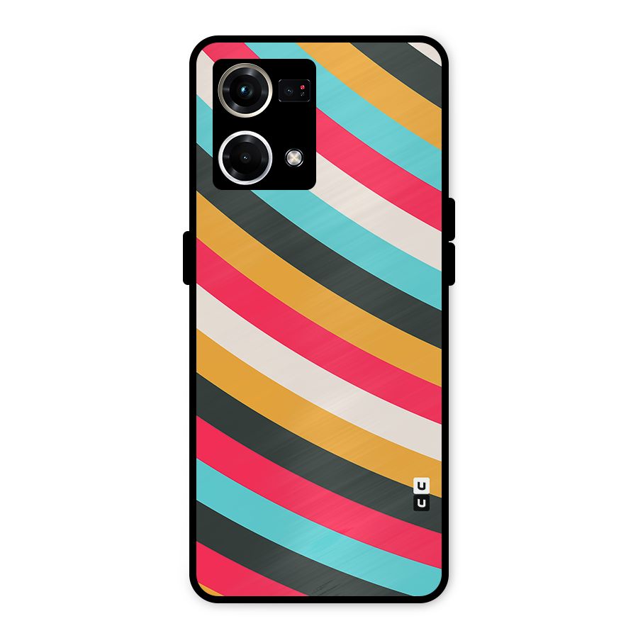 Retro Style Minimal Curves Metal Back Case for Oppo F21 Pro 4G