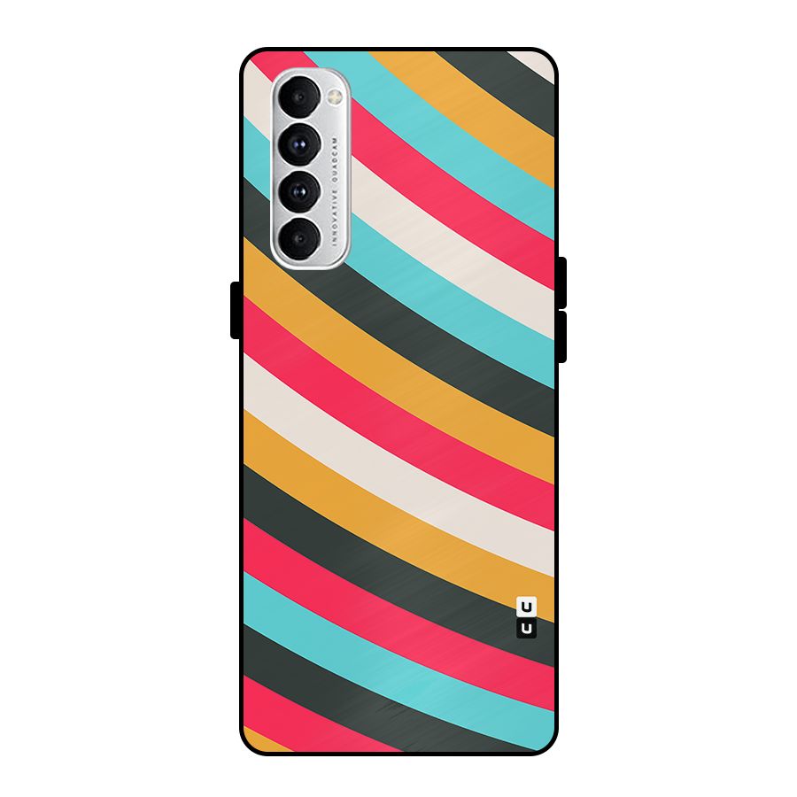 Retro Style Minimal Curves Metal Back Case for Oppo Reno4 Pro