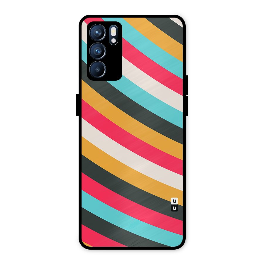 Retro Style Minimal Curves Metal Back Case for Oppo Reno6 5G
