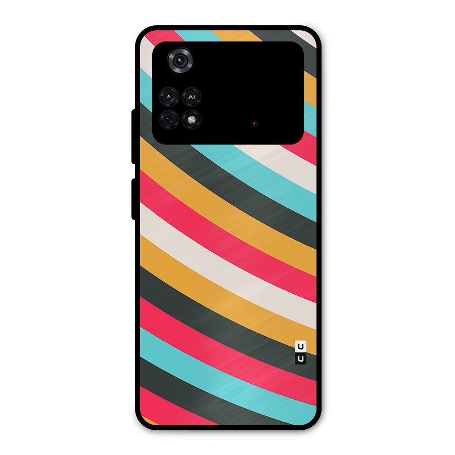 Retro Style Minimal Curves Metal Back Case for Poco M4 Pro 4G
