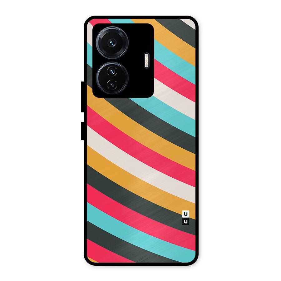 Retro Style Minimal Curves Metal Back Case for Vivo T1 Pro