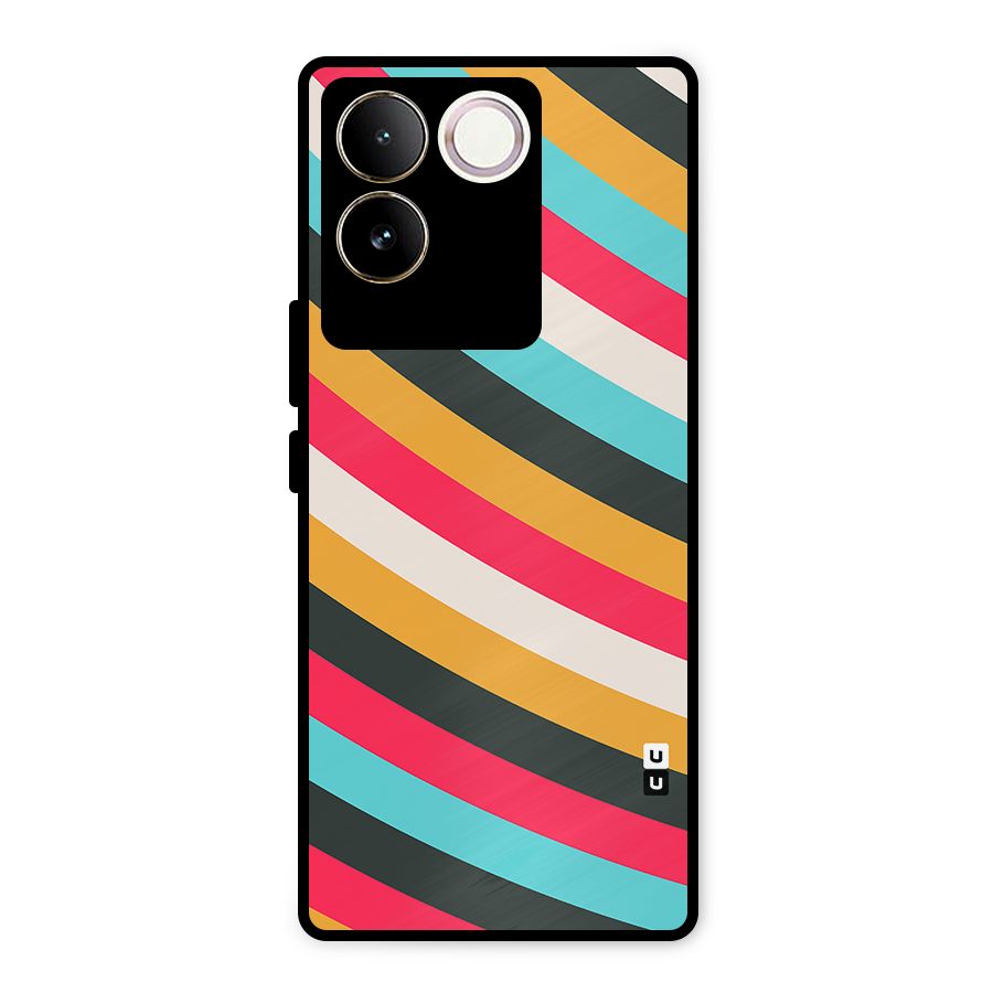 Retro Style Minimal Curves Metal Back Case for Vivo T2 Pro