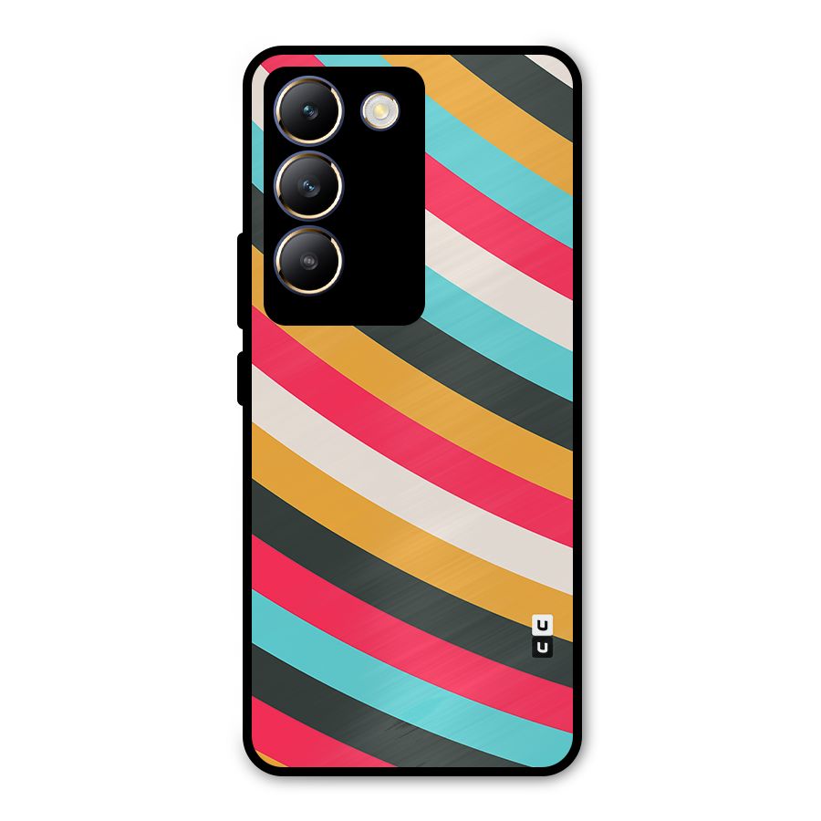 Retro Style Minimal Curves Metal Back Case for Vivo T3 5G