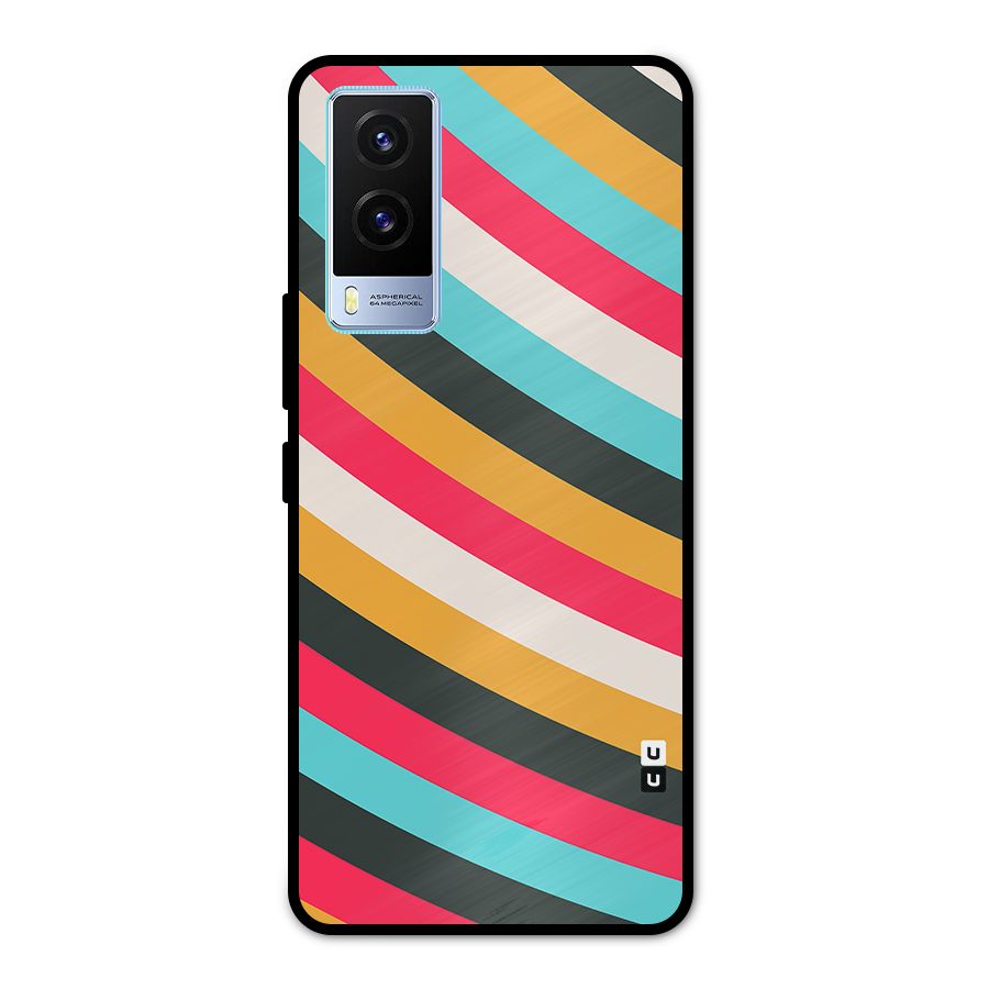 Retro Style Minimal Curves Metal Back Case for Vivo V21e 5G