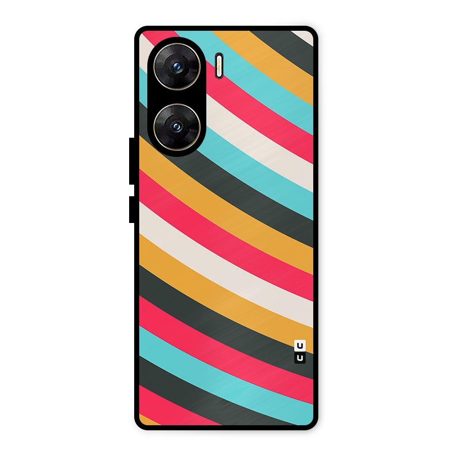 Retro Style Minimal Curves Metal Back Case for Vivo V29e