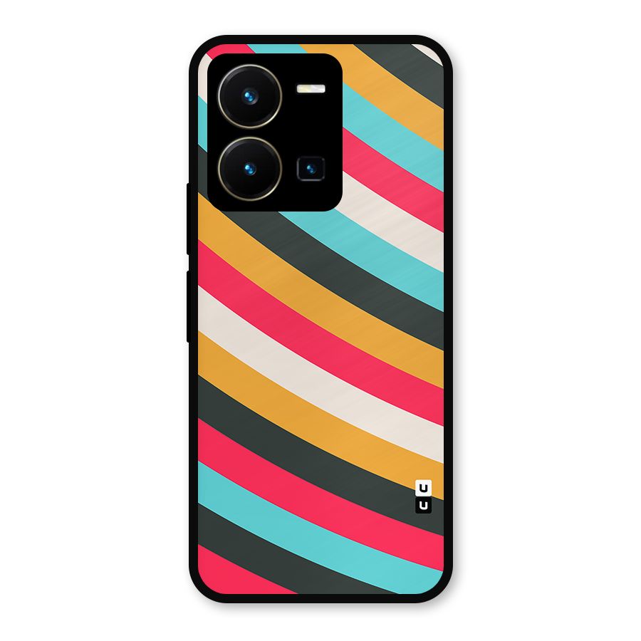 Retro Style Minimal Curves Metal Back Case for Vivo Y35