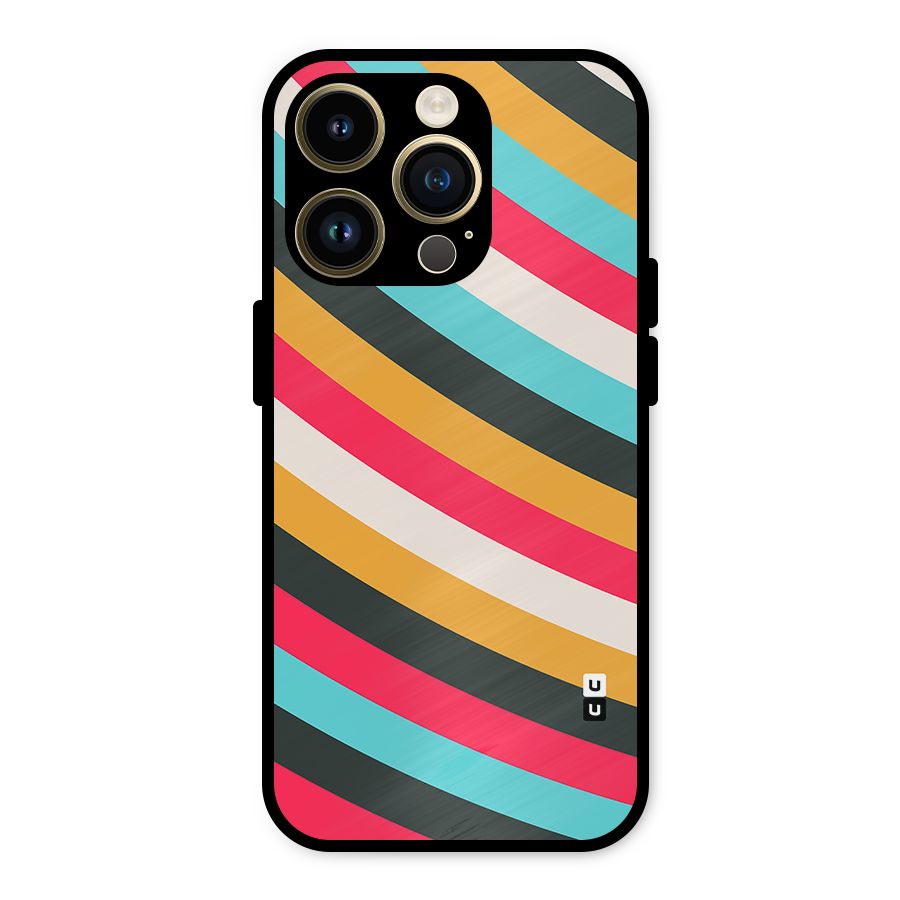 Retro Style Minimal Curves Metal Back Case for iPhone 14 Pro