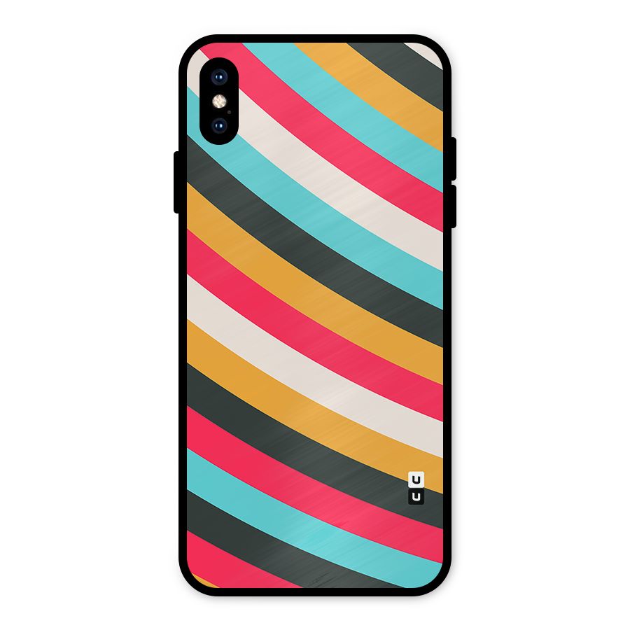 Retro Style Minimal Curves Metal Back Case for iPhone XS Max