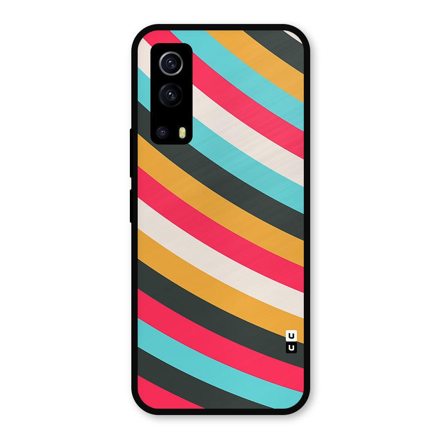 Retro Style Minimal Curves Metal Back Case for iQOO Z3