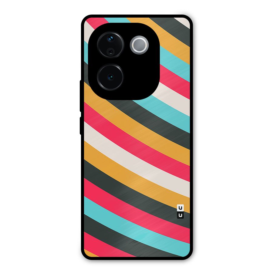 Retro Style Minimal Curves Metal Back Case for iQOO Z9s Pro