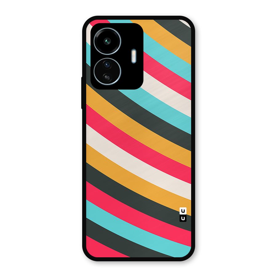 Retro Style Minimal Curves Metal Back Case for vivo iQOO Z6 Lite 5G