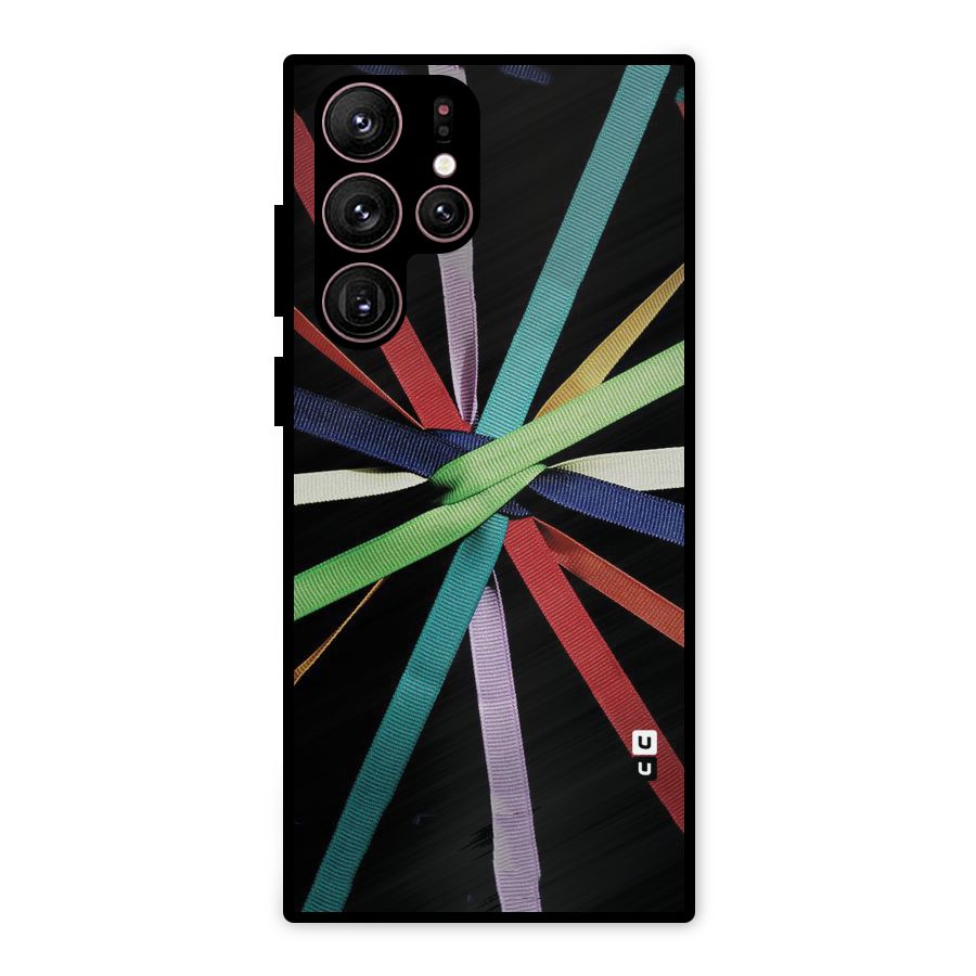 Ribbon Design Metal Back Case for Galaxy S22 Ultra 5G