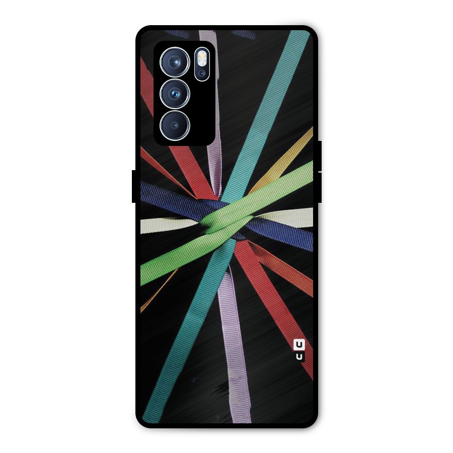 Ribbon Design Metal Back Case for Oppo Reno6 Pro 5G