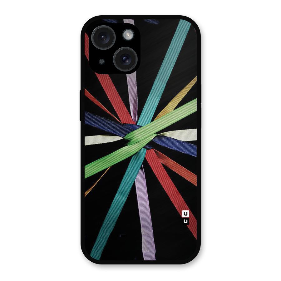 Ribbon Design Metal Back Case for iPhone 15