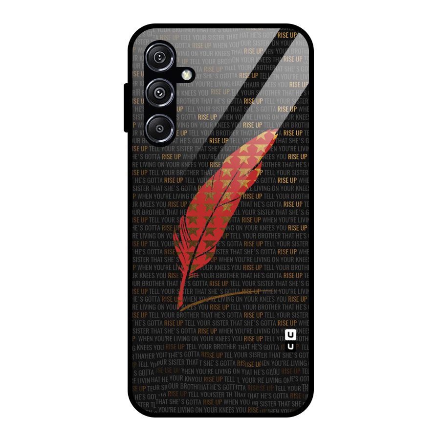 Rise Up Feather Glass Back Case for Galaxy M34 5G