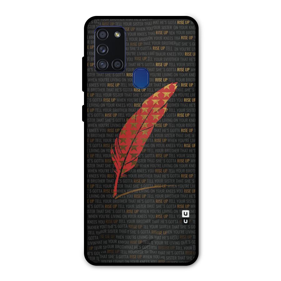 Rise Up Feather Metal Back Case for Galaxy A21s