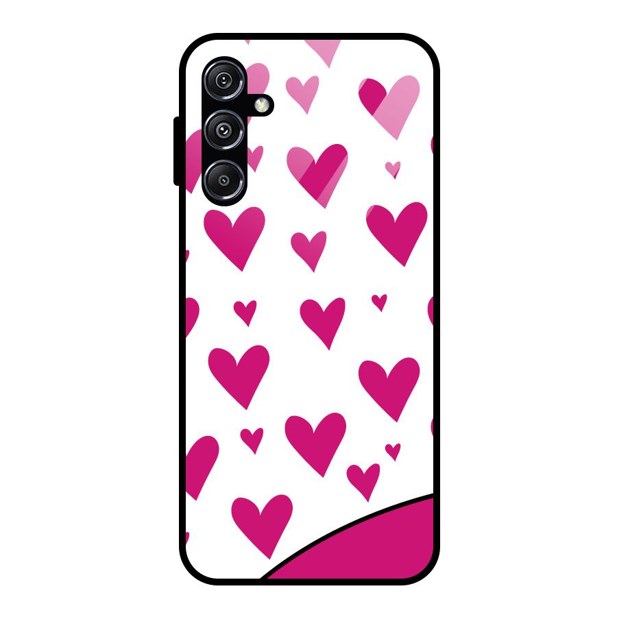 Romantic Couples with Hearts Glass Back Case for Galaxy M34 5G