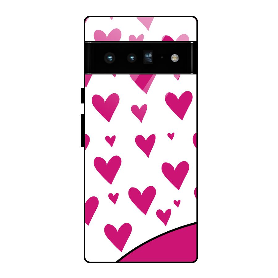 Romantic Couples with Hearts Glass Back Case for Google Pixel 6 Pro