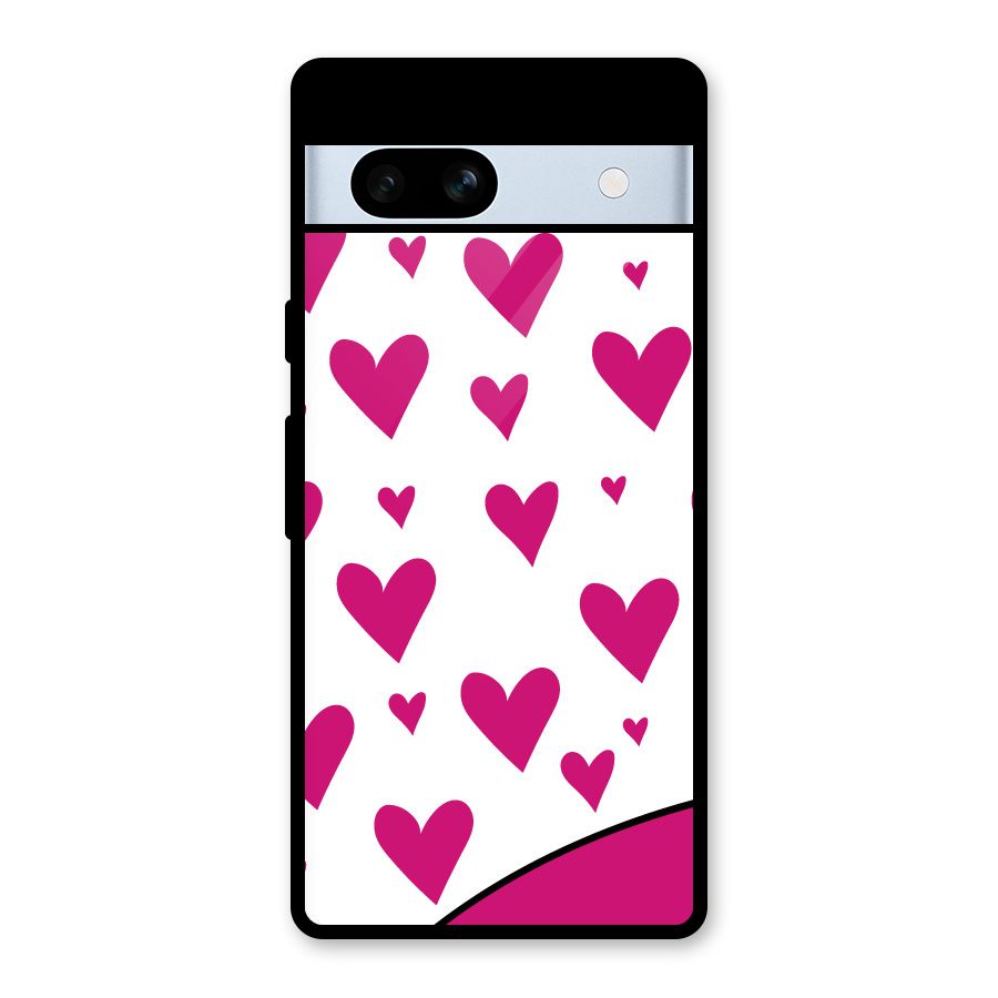 Romantic Couples with Hearts Glass Back Case for Google Pixel 7a