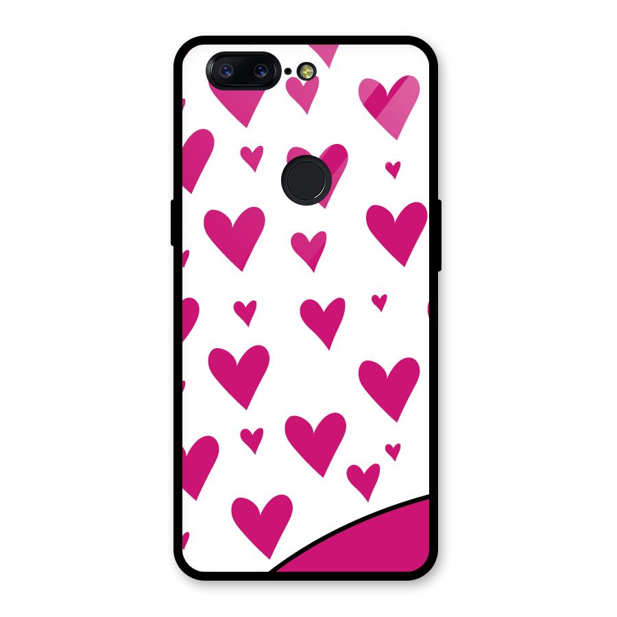 Romantic Couples with Hearts Glass Back Case for OnePlus 5T