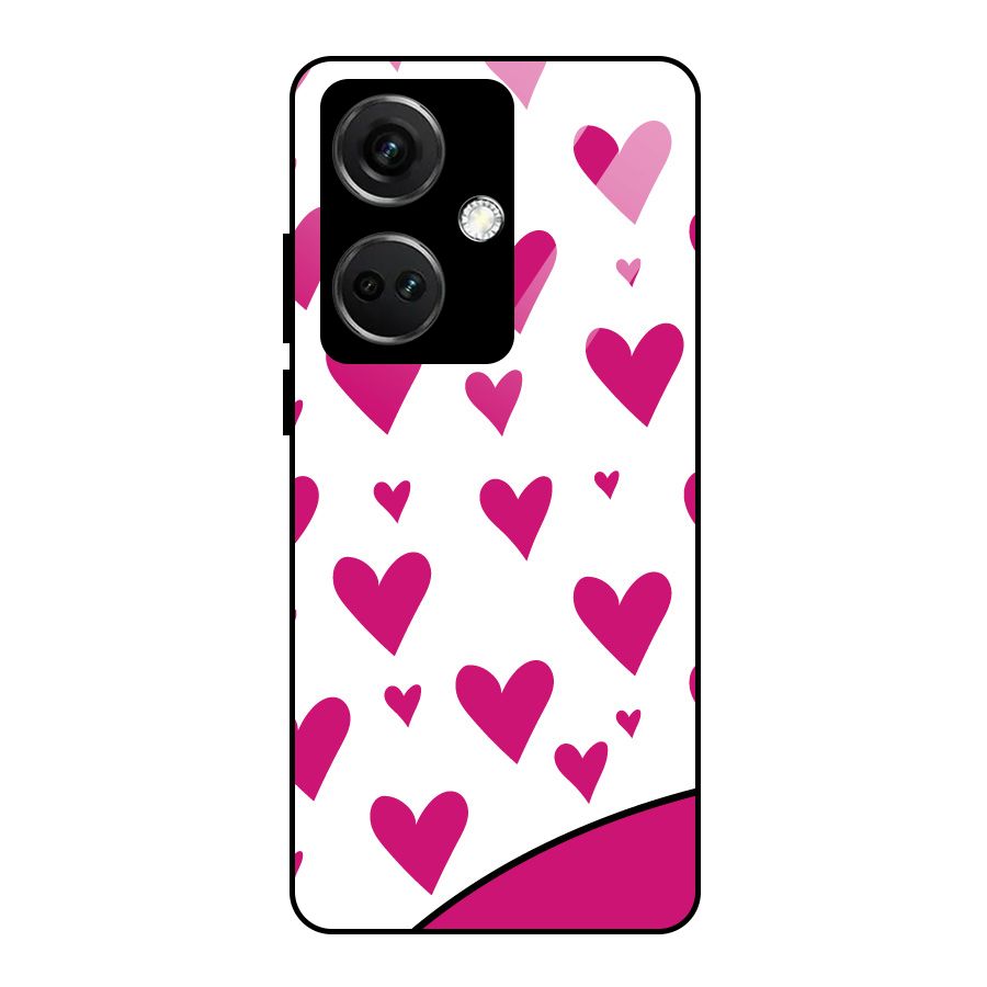 Romantic Couples with Hearts Glass Back Case for OnePlus Nord CE 3 5G