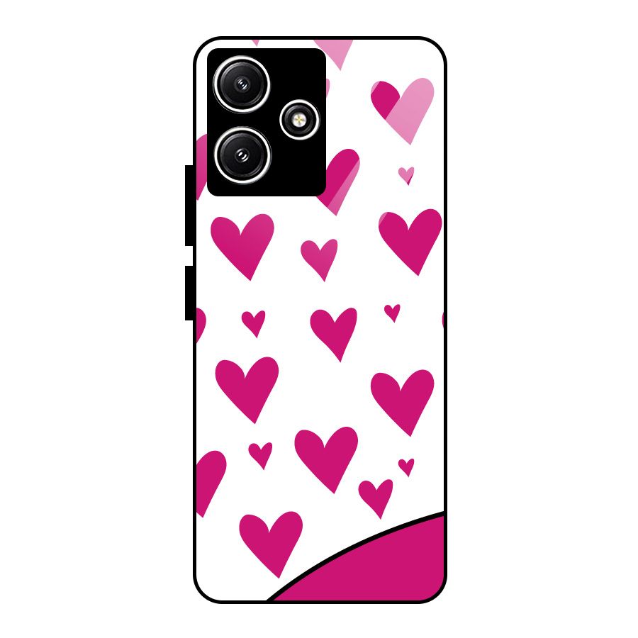 Romantic Couples with Hearts Glass Back Case for Poco M6 Pro