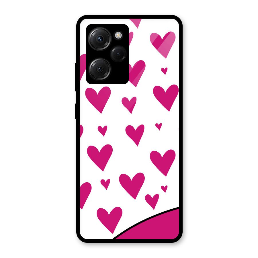 Romantic Couples with Hearts Glass Back Case for Poco X5 Pro
