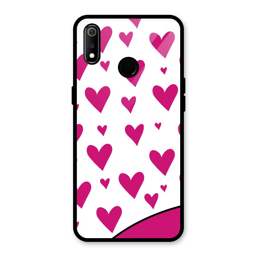 Romantic Couples with Hearts Glass Back Case for Realme 3i
