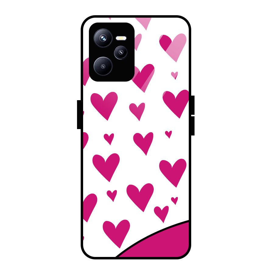 Romantic Couples with Hearts Glass Back Case for Realme C35