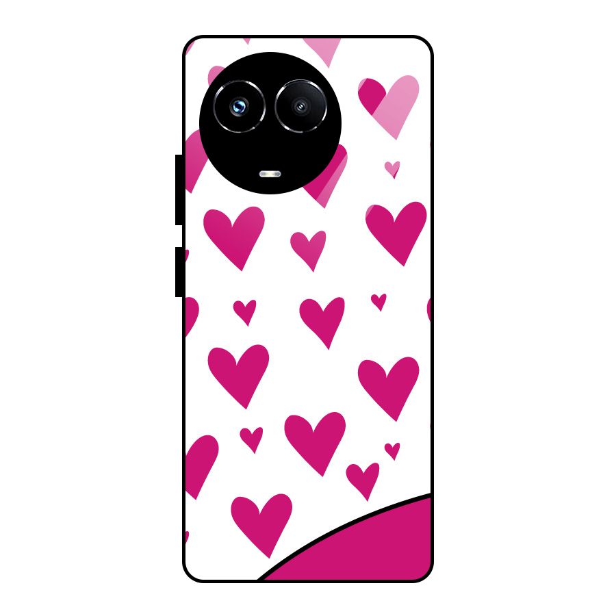 Romantic Couples with Hearts Glass Back Case for Realme Narzo 60X