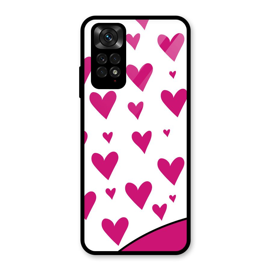 Romantic Couples with Hearts Glass Back Case for Redmi Note 11S