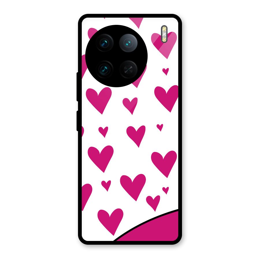 Romantic Couples with Hearts Glass Back Case for Vivo X90 Pro