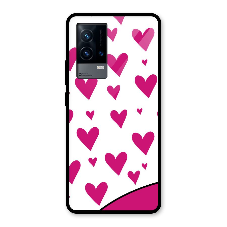 Romantic Couples with Hearts Glass Back Case for iQOO 9 5G