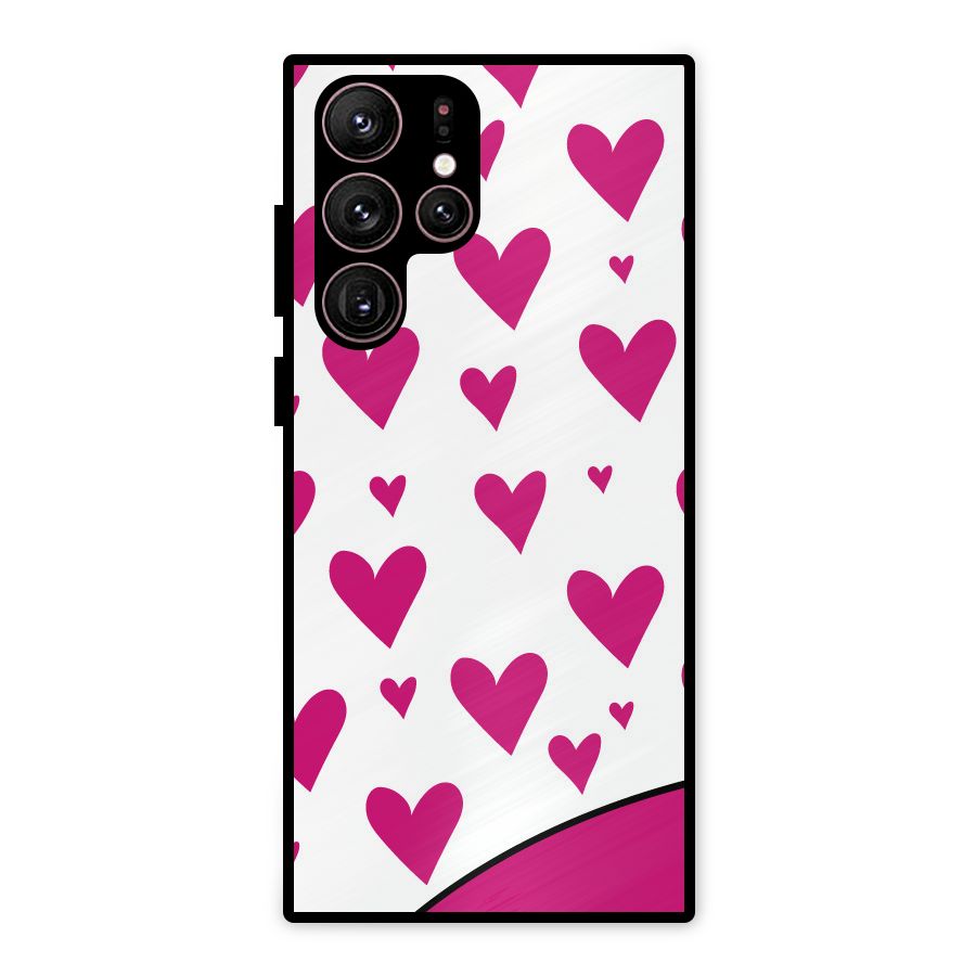 Romantic Couples with Hearts Metal Back Case for Galaxy S22 Ultra 5G