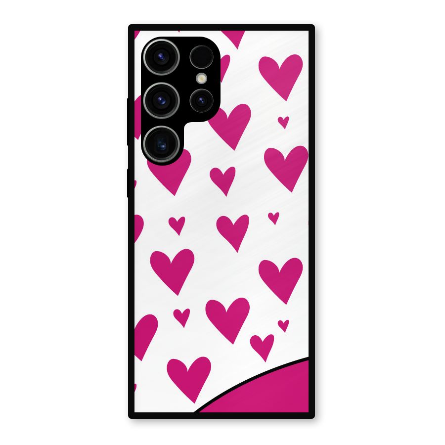 Romantic Couples with Hearts Metal Back Case for Galaxy S23 Ultra